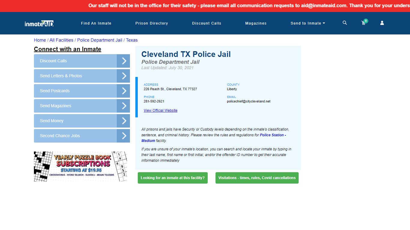 Cleveland TX Police Jail & Inmate Search - Cleveland, TX